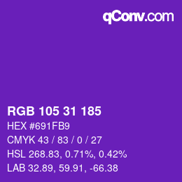 Color code: RGB 105 31 185 | qconv.com