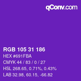 Color code: RGB 105 31 186 | qconv.com
