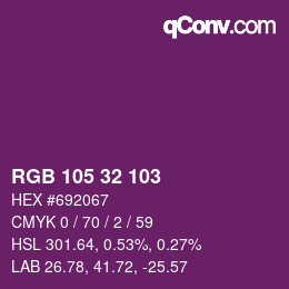 Color code: RGB 105 32 103 | qconv.com
