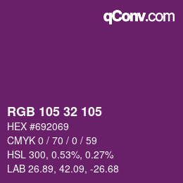 カラーコード: RGB 105 32 105 | qconv.com