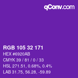 Color code: RGB 105 32 171 | qconv.com