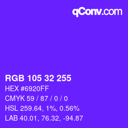 Color code: RGB 105 32 255 | qconv.com