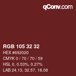 Color code: RGB 105 32 32 | qconv.com