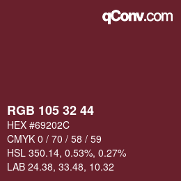 Color code: RGB 105 32 44 | qconv.com