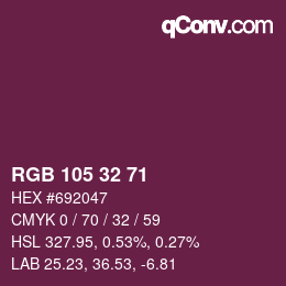 Color code: RGB 105 32 71 | qconv.com