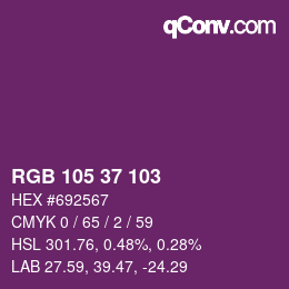 Color code: RGB 105 37 103 | qconv.com