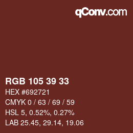 Color code: RGB 105 39 33 | qconv.com