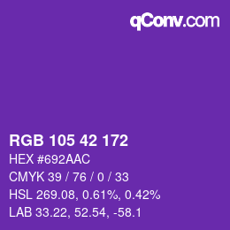 Farbcode: RGB 105 42 172 | qconv.com