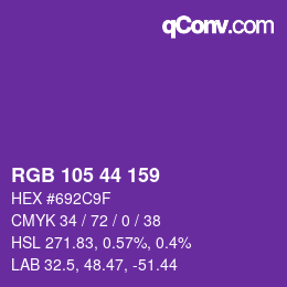 Color code: RGB 105 44 159 | qconv.com