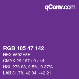 颜色代码: RGB 105 47 142 | qconv.com