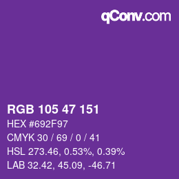 Color code: RGB 105 47 151 | qconv.com