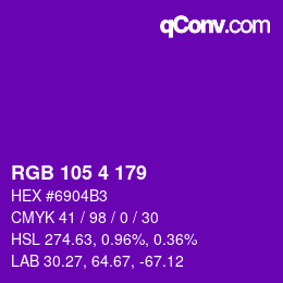 Color code: RGB 105 4 179 | qconv.com