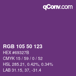 Color code: RGB 105 50 123 | qconv.com