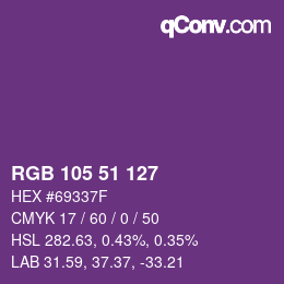 Color code: RGB 105 51 127 | qconv.com