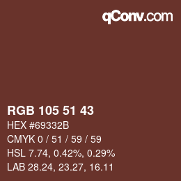 Código de color: RGB 105 51 43 | qconv.com