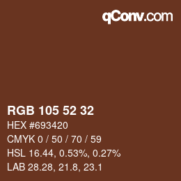 Color code: RGB 105 52 32 | qconv.com