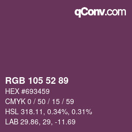 颜色代码: RGB 105 52 89 | qconv.com