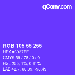 颜色代码: RGB 105 55 255 | qconv.com