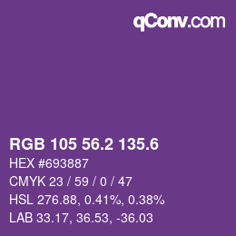 カラーコード: RGB 105 56.2 135.6 | qconv.com