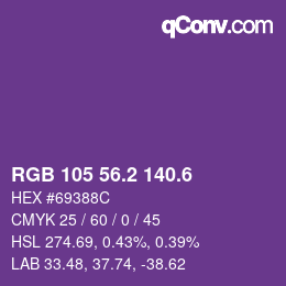 カラーコード: RGB 105 56.2 140.6 | qconv.com