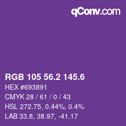 カラーコード: RGB 105 56.2 145.6 | qconv.com
