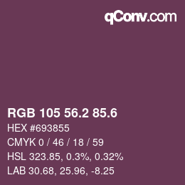 カラーコード: RGB 105 56.2 85.6 | qconv.com