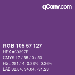 颜色代码: RGB 105 57 127 | qconv.com