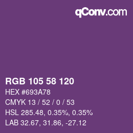 Farbcode: RGB 105 58 120 | qconv.com