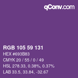 カラーコード: RGB 105 59 131 | qconv.com