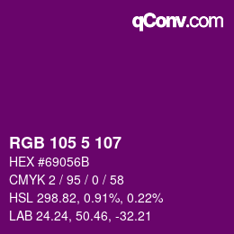 Color code: RGB 105 5 107 | qconv.com