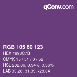 カラーコード: RGB 105 60 123 | qconv.com