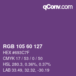 カラーコード: RGB 105 60 127 | qconv.com