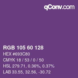 Color code: RGB 105 60 128 | qconv.com
