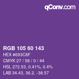 カラーコード: RGB 105 60 143 | qconv.com