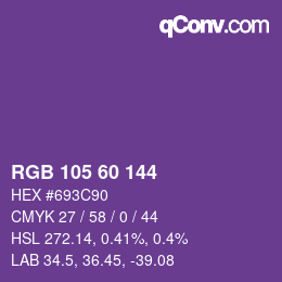 颜色代码: RGB 105 60 144 | qconv.com