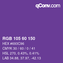 颜色代码: RGB 105 60 150 | qconv.com