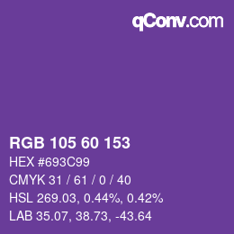 カラーコード: RGB 105 60 153 | qconv.com