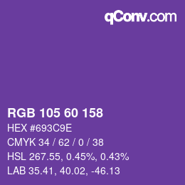カラーコード: RGB 105 60 158 | qconv.com