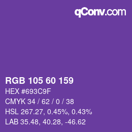 颜色代码: RGB 105 60 159 | qconv.com
