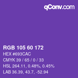 カラーコード: RGB 105 60 172 | qconv.com