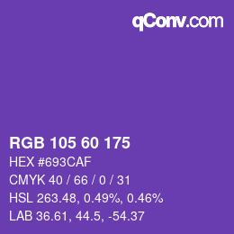 颜色代码: RGB 105 60 175 | qconv.com