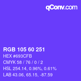 颜色代码: RGB 105 60 251 | qconv.com