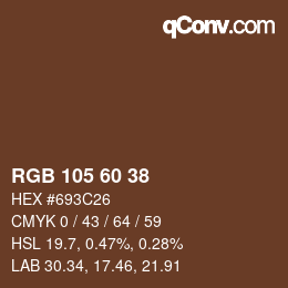 Color code: RGB 105 60 38 | qconv.com