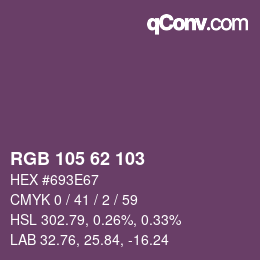 Color code: RGB 105 62 103 | qconv.com