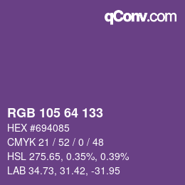 Color code: RGB 105 64 133 | qconv.com