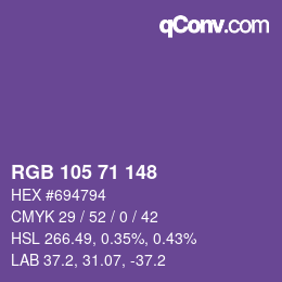 Color code: RGB 105 71 148 | qconv.com