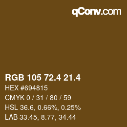 カラーコード: RGB 105 72.4 21.4 | qconv.com