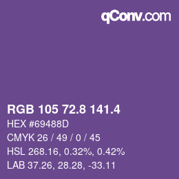 カラーコード: RGB 105 72.8 141.4 | qconv.com
