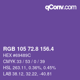 カラーコード: RGB 105 72.8 156.4 | qconv.com