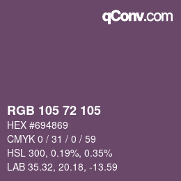 Color code: RGB 105 72 105 | qconv.com